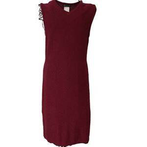 Esprit De Corp. Knitted Sweater Dress Size Medium Maroon V-Neck Sleeveless